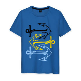 Мужская футболка хлопок с принтом Anchors в Санкт-Петербурге, 100% хлопок | прямой крой, круглый вырез горловины, длина до линии бедер, слегка спущенное плечо. | корабль | летние | лето | море | океан | отдых | отпуск | пляж | якорь