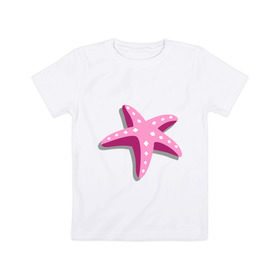 Детская футболка хлопок с принтом Одна морская звезда в Санкт-Петербурге, 100% хлопок | круглый вырез горловины, полуприлегающий силуэт, длина до линии бедер | летние | лето | море | отдых | отпуск | пляж