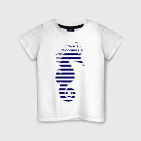 Детская футболка хлопок с принтом Морской конёк в Санкт-Петербурге, 100% хлопок | круглый вырез горловины, полуприлегающий силуэт, длина до линии бедер | летние | море