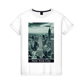Женская футболка хлопок с принтом NY City в Санкт-Петербурге, 100% хлопок | прямой крой, круглый вырез горловины, длина до линии бедер, слегка спущенное плечо | new york | new york city | nyc | urban style | город | города | нью йорк | урбан