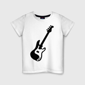 Детская футболка хлопок с принтом Гитара в Санкт-Петербурге, 100% хлопок | круглый вырез горловины, полуприлегающий силуэт, длина до линии бедер | Тематика изображения на принте: gitar | music | бас | музыка | музыкальные инструменты | электрогитара