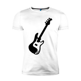 Мужская футболка премиум с принтом Гитара в Санкт-Петербурге, 92% хлопок, 8% лайкра | приталенный силуэт, круглый вырез ворота, длина до линии бедра, короткий рукав | gitar | music | бас | музыка | музыкальные инструменты | электрогитара