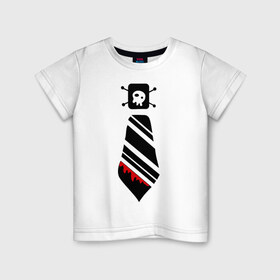 Детская футболка хлопок с принтом Кровавый галстук в Санкт-Петербурге, 100% хлопок | круглый вырез горловины, полуприлегающий силуэт, длина до линии бедер | кровь | одежда | полосатый галстук | череп