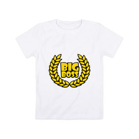 Детская футболка хлопок с принтом Big Boss Лавры в Санкт-Петербурге, 100% хлопок | круглый вырез горловины, полуприлегающий силуэт, длина до линии бедер | биг босс | большой босс | венок | начальник