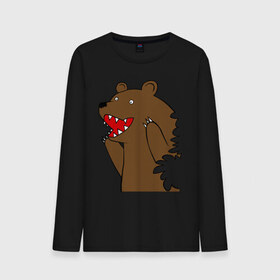 Мужской лонгслив хлопок с принтом Медведь цензурный в Санкт-Петербурге, 100% хлопок |  | Тематика изображения на принте: интернет приколы | медведь | медведь в кустах | приколы