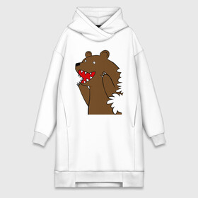 Платье-худи хлопок с принтом Медведь цензурный в Санкт-Петербурге,  |  | интернет приколы | медведь | медведь в кустах | приколы