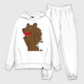 Мужской костюм хлопок OVERSIZE с принтом Медведь цензурный в Санкт-Петербурге,  |  | Тематика изображения на принте: интернет приколы | медведь | медведь в кустах | приколы