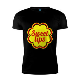 Мужская футболка премиум с принтом Sweet lips в Санкт-Петербурге, 92% хлопок, 8% лайкра | приталенный силуэт, круглый вырез ворота, длина до линии бедра, короткий рукав | chupa chups | sweet lips | антибренд | сладкие губы | чупа чупс