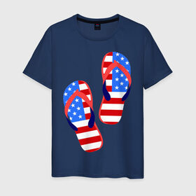 Мужская футболка хлопок с принтом Американские сланцы в Санкт-Петербурге, 100% хлопок | прямой крой, круглый вырез горловины, длина до линии бедер, слегка спущенное плечо. | америка | американские сланцы | американские шлепки | сланцы | флаг амереки | шлепки
