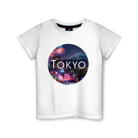 Детская футболка хлопок с принтом Tokyo - круг в Санкт-Петербурге, 100% хлопок | круглый вырез горловины, полуприлегающий силуэт, длина до линии бедер | tokyo | urban | город | города | мировые столицы | токио | урбан | япония