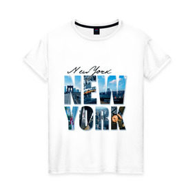 Женская футболка хлопок с принтом Надпись NY в Санкт-Петербурге, 100% хлопок | прямой крой, круглый вырез горловины, длина до линии бедер, слегка спущенное плечо | new york | ny | nyc | urban | город | города | нью йорк | урбан