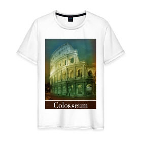 Мужская футболка хлопок с принтом Колизей в Санкт-Петербурге, 100% хлопок | прямой крой, круглый вырез горловины, длина до линии бедер, слегка спущенное плечо. | rome | urban | город | города | достопримечательности | колизей | рим | урбан
