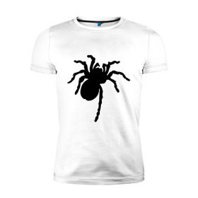 Мужская футболка премиум с принтом Паук (spider) в Санкт-Петербурге, 92% хлопок, 8% лайкра | приталенный силуэт, круглый вырез ворота, длина до линии бедра, короткий рукав | Тематика изображения на принте: насекомые | паутина | паучок | черная вдова | черный паук