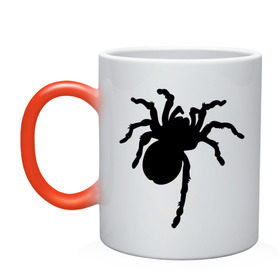 Кружка хамелеон с принтом Паук (spider) в Санкт-Петербурге, керамика | меняет цвет при нагревании, емкость 330 мл | насекомые | паутина | паучок | черная вдова | черный паук