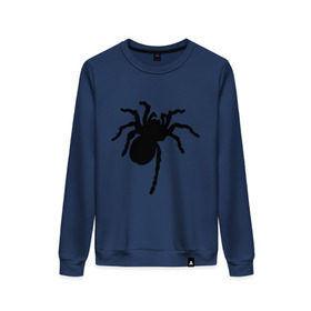 Женский свитшот хлопок с принтом Паук (spider) в Санкт-Петербурге, 100% хлопок | прямой крой, круглый вырез, на манжетах и по низу широкая трикотажная резинка  | насекомые | паутина | паучок | черная вдова | черный паук