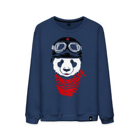 Мужской свитшот хлопок с принтом Панда байкер в Санкт-Петербурге, 100% хлопок |  | panda | медведь | медвежонок | мишка | мотоциклист | шлем