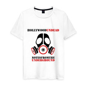 Мужская футболка хлопок с принтом Hollywood undead, notes from the underground в Санкт-Петербурге, 100% хлопок | прямой крой, круглый вырез горловины, длина до линии бедер, слегка спущенное плечо. | хип хоп