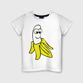 Детская футболка хлопок с принтом Веселый банан в Санкт-Петербурге, 100% хлопок | круглый вырез горловины, полуприлегающий силуэт, длина до линии бедер | Тематика изображения на принте: банан