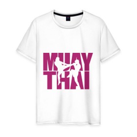 Мужская футболка хлопок с принтом Muay thai в Санкт-Петербурге, 100% хлопок | прямой крой, круглый вырез горловины, длина до линии бедер, слегка спущенное плечо. | Тематика изображения на принте: муай тай