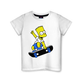 Детская футболка хлопок с принтом Барт на скейте в Санкт-Петербурге, 100% хлопок | круглый вырез горловины, полуприлегающий силуэт, длина до линии бедер | simpsons | барт симпсон | мультфильмы | симпсоны