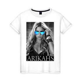 Женская футболка хлопок с принтом Arikahs в Санкт-Петербурге, 100% хлопок | прямой крой, круглый вырез горловины, длина до линии бедер, слегка спущенное плечо | shakira | актирса | голливуд | звезды | знаменитости | певица | шакира
