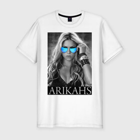 Мужская футболка премиум с принтом Arikahs в Санкт-Петербурге, 92% хлопок, 8% лайкра | приталенный силуэт, круглый вырез ворота, длина до линии бедра, короткий рукав | shakira | актирса | голливуд | звезды | знаменитости | певица | шакира