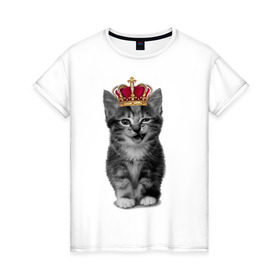 Женская футболка хлопок с принтом Meow kitten в Санкт-Петербурге, 100% хлопок | прямой крой, круглый вырез горловины, длина до линии бедер, слегка спущенное плечо | kitten | meow | meow kitten | киса | кот | котик | котэ | котяра | кошка | прикольный кот