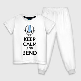 Детская пижама хлопок с принтом Keep calm and bend в Санкт-Петербурге, 100% хлопок |  брюки и футболка прямого кроя, без карманов, на брюках мягкая резинка на поясе и по низу штанин
 | 