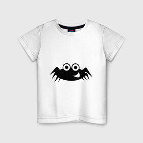 Детская футболка хлопок с принтом Весёлый паучок в Санкт-Петербурге, 100% хлопок | круглый вырез горловины, полуприлегающий силуэт, длина до линии бедер | Тематика изображения на принте: насекомые | паук