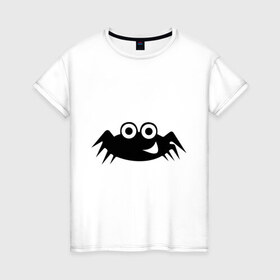 Женская футболка хлопок с принтом Весёлый паучок в Санкт-Петербурге, 100% хлопок | прямой крой, круглый вырез горловины, длина до линии бедер, слегка спущенное плечо | насекомые | паук