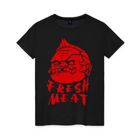 Женская футболка хлопок с принтом Fresh meat (Свежее мясо) в Санкт-Петербурге, 100% хлопок | прямой крой, круглый вырез горловины, длина до линии бедер, слегка спущенное плечо | dota | dota 2 | дота | дота 2 | игры
