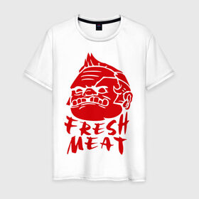 Мужская футболка хлопок с принтом Fresh meat (Свежее мясо) в Санкт-Петербурге, 100% хлопок | прямой крой, круглый вырез горловины, длина до линии бедер, слегка спущенное плечо. | dota | dota 2 | дота | дота 2 | игры