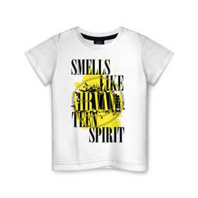 Детская футболка хлопок с принтом Smells like teen spirit в Санкт-Петербурге, 100% хлопок | круглый вырез горловины, полуприлегающий силуэт, длина до линии бедер | smells like teen spirit | музыка | музыкальные группы | нирвана