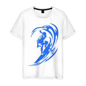 Мужская футболка хлопок с принтом Серфинг (surfing) в Санкт-Петербурге, 100% хлопок | прямой крой, круглый вырез горловины, длина до линии бедер, слегка спущенное плечо. | серф | серфер | серфинг | экстремальный | экстрим