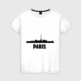 Женская футболка хлопок с принтом Paris в Санкт-Петербурге, 100% хлопок | прямой крой, круглый вырез горловины, длина до линии бедер, слегка спущенное плечо | 
