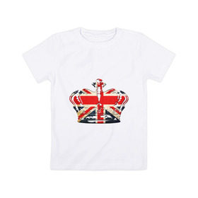 Детская футболка хлопок с принтом Корона, флаг Британии в Санкт-Петербурге, 100% хлопок | круглый вырез горловины, полуприлегающий силуэт, длина до линии бедер | британия | королевская корона | корона | корона с британским флагом | флаг британии