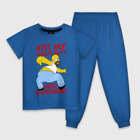 Детская пижама хлопок с принтом Kiss my curvy butt в Санкт-Петербурге, 100% хлопок |  брюки и футболка прямого кроя, без карманов, на брюках мягкая резинка на поясе и по низу штанин
 | 