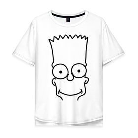 Мужская футболка хлопок Oversize с принтом Барт лицо в Санкт-Петербурге, 100% хлопок | свободный крой, круглый ворот, “спинка” длиннее передней части | simpsons | мультики | мультфильмы | симпсоны