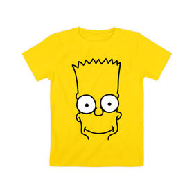 Детская футболка хлопок с принтом Барт лицо в Санкт-Петербурге, 100% хлопок | круглый вырез горловины, полуприлегающий силуэт, длина до линии бедер | Тематика изображения на принте: simpsons | мультики | мультфильмы | симпсоны