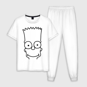 Мужская пижама хлопок с принтом Барт лицо в Санкт-Петербурге, 100% хлопок | брюки и футболка прямого кроя, без карманов, на брюках мягкая резинка на поясе и по низу штанин
 | simpsons | мультики | мультфильмы | симпсоны