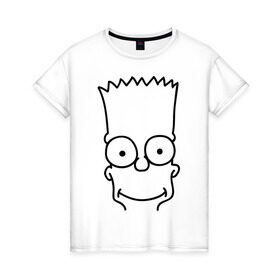 Женская футболка хлопок с принтом Барт лицо в Санкт-Петербурге, 100% хлопок | прямой крой, круглый вырез горловины, длина до линии бедер, слегка спущенное плечо | simpsons | мультики | мультфильмы | симпсоны