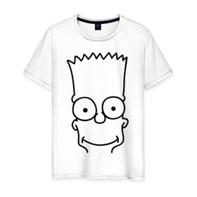 Мужская футболка хлопок с принтом Барт лицо в Санкт-Петербурге, 100% хлопок | прямой крой, круглый вырез горловины, длина до линии бедер, слегка спущенное плечо. | simpsons | мультики | мультфильмы | симпсоны