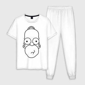 Мужская пижама хлопок с принтом Гомер лицо в Санкт-Петербурге, 100% хлопок | брюки и футболка прямого кроя, без карманов, на брюках мягкая резинка на поясе и по низу штанин
 | гомер