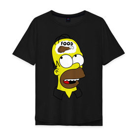 Мужская футболка хлопок Oversize с принтом Гомер думает о еде в Санкт-Петербурге, 100% хлопок | свободный крой, круглый ворот, “спинка” длиннее передней части | гомер