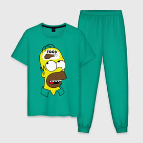 Мужская пижама хлопок с принтом Гомер думает о еде в Санкт-Петербурге, 100% хлопок | брюки и футболка прямого кроя, без карманов, на брюках мягкая резинка на поясе и по низу штанин
 | гомер