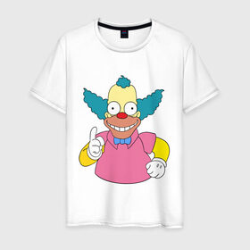 Мужская футболка хлопок с принтом Клоун красти в Санкт-Петербурге, 100% хлопок | прямой крой, круглый вырез горловины, длина до линии бедер, слегка спущенное плечо. | simpsons | клоун | мультики | мультфильмы | симпсоны