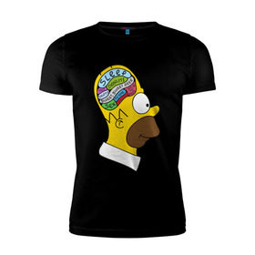 Мужская футболка премиум с принтом Мозг Гомера в Санкт-Петербурге, 92% хлопок, 8% лайкра | приталенный силуэт, круглый вырез ворота, длина до линии бедра, короткий рукав | гомер