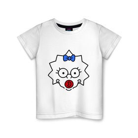 Детская футболка хлопок с принтом Мэгги лицо в Санкт-Петербурге, 100% хлопок | круглый вырез горловины, полуприлегающий силуэт, длина до линии бедер | simpsons | мультики | мультфильм | симпсоны | симсоны