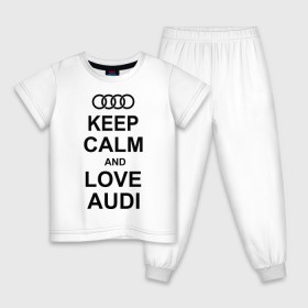 Детская пижама хлопок с принтом Keep calm and love audi в Санкт-Петербурге, 100% хлопок |  брюки и футболка прямого кроя, без карманов, на брюках мягкая резинка на поясе и по низу штанин
 | автомобили | ауди | машина | сохраняй спокойствие и люби ауди | тачка