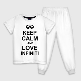 Детская пижама хлопок с принтом keep calm and love infiniti в Санкт-Петербурге, 100% хлопок |  брюки и футболка прямого кроя, без карманов, на брюках мягкая резинка на поясе и по низу штанин
 | автомобили | машины | сохраняй спокойствие и люби инфинити | тачки